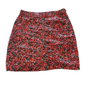 Zara women's size small red floral mini pleated skirt